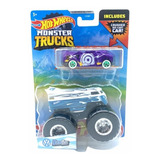 Hotwheels Monster Trucks Dragbus Mas Auto Triturado Color Blanco Celeste