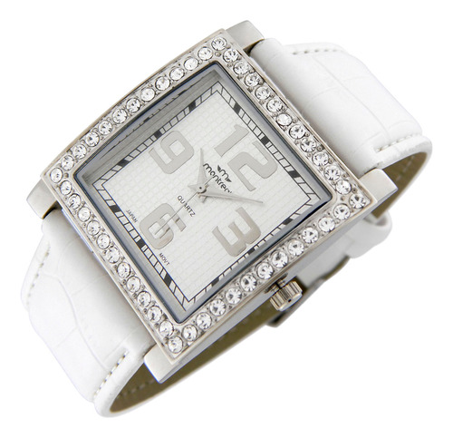 Reloj Montreal Mujer Ml1532 Caja Metal Strass Malla Ecocuero