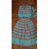 Conjunto De Pura Seda Pollera Blusa Vintage Importado Italia