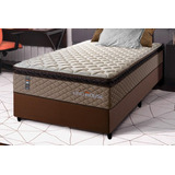 Conjunto Cama Box Espuma Atlanta Bege Solteiro 96x203x62