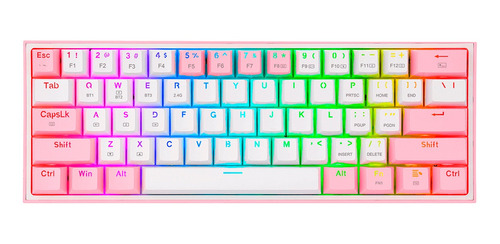 Teclado Mecánico Gamer Redragon Fizz Pro Rgb 60% Blanco/rosa