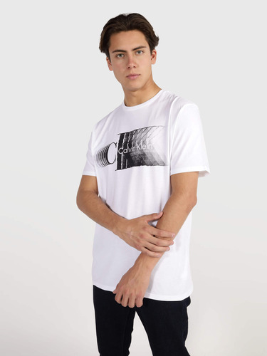 Playera Blanca Para Hombre Con Monograma Calvin Klein