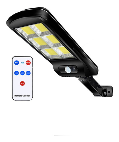 Lámpara Solar 120 Led Pared Sensor 3 Modos Control Remoto Color Negro