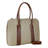 Bolsa Para Notebook Feminina Executiva Grande 14 E 15.6 Cor Bege Prada