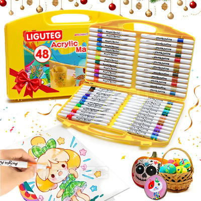 48 Colores Marcador Acrílico Plumones Punta Fina Ligutec Blanco Rotuladores Para Colorear Madera Piedra Vidrio Plástico Metal Caucho Lienzo Superficies Plumones De Colores Plumones Para Vidrio Regalos | MercadoLibre