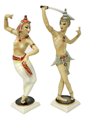 Antiguo Par De Figuras Porcelana Hutschenreuther Bailarines