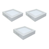 Pack 3 Foco Panel Plafon Sobrepuesto Cuadrado 24w Luz Fria