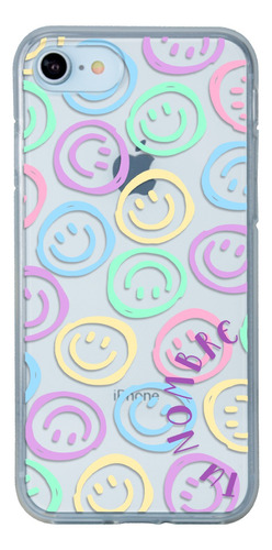 Funda Para iPhone Para Mujer Happy Faces Con Nombre