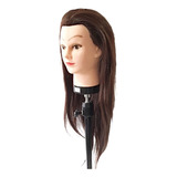 Cabeza De Práctica Maniquí Cabello 50% Natural 48 Cm. Largo