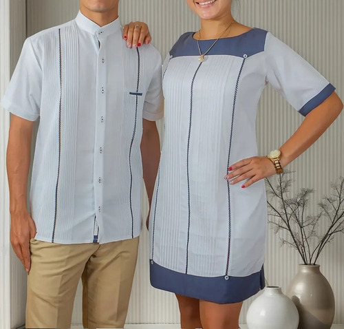 Duo Guayabera Y Vestido Picueta Marino, Incluye Las 2 Piezas