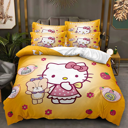 Juego De Fundas De Edredón Para Cama Doble De Hello Kitty