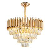 Lustre Pendente De Cristal Dourado 50cm Redondo