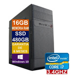 Pc Computador Cpu Intel Core I7 Ssd 480gb / 16gb Memória Ram