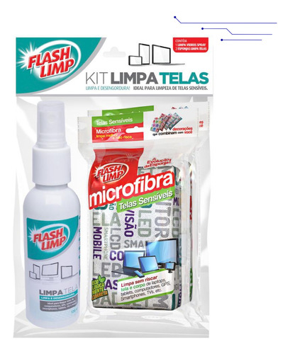 Limpa Tela Kit C/ 2 Esponjas 120ml Anti Risco E Bactericida