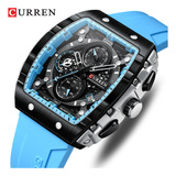 Reloj Cronógrafo Luminoso Curren Quartz Con Calendario Color De La Correa Azul