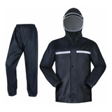 Impermeable Negro Para Motociclista Reflejantes