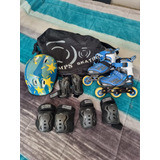 Kit Casco Y Patines En Línea Usado Skating Mps Para Niños