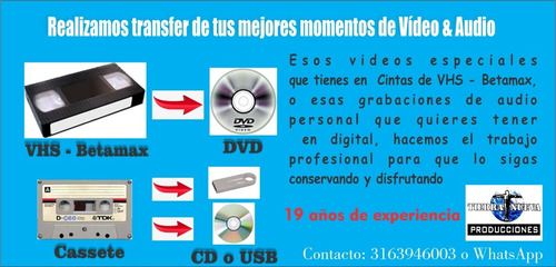 Transferencia Vhs, Betamax, Video 8, Minidv, Vhsc A Digital 