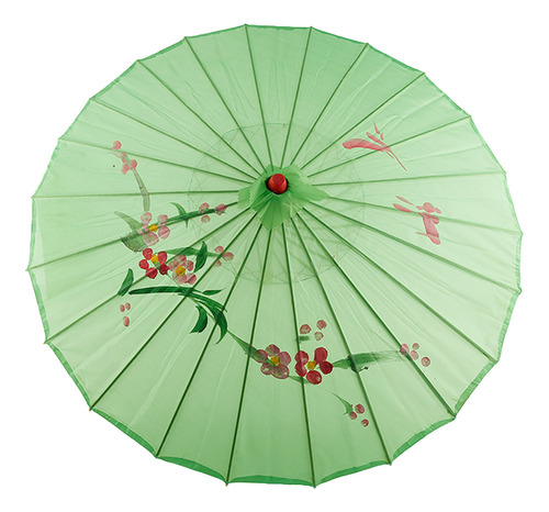 Sombrilla China Bambú Tela Flores Japonesa Colores Decoracio