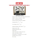 Catálogo / Folder: Tape Deck Akai De Rolo 4000ds Mk-ii# Novo