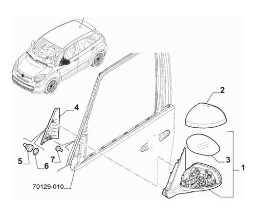 Vidrio Espejo Izquierdo Fiat 500l 71775172 Foto 2