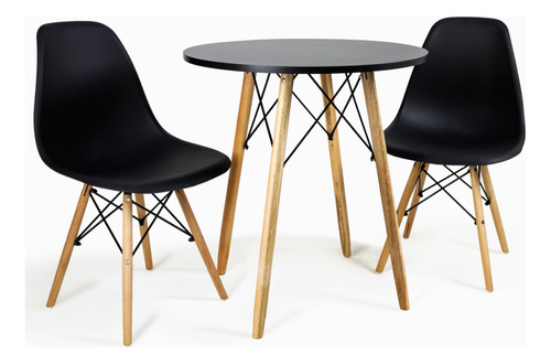 Mesa Redonda Eiffel 70 Cm Mdf + 2 Cadeira Eames Eiffel