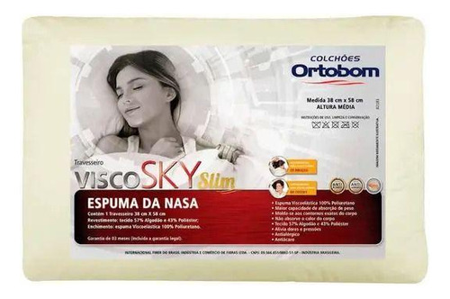 Kit 03 Travesseiros Nasa Antialergico Visco Sky Slim Ortobom