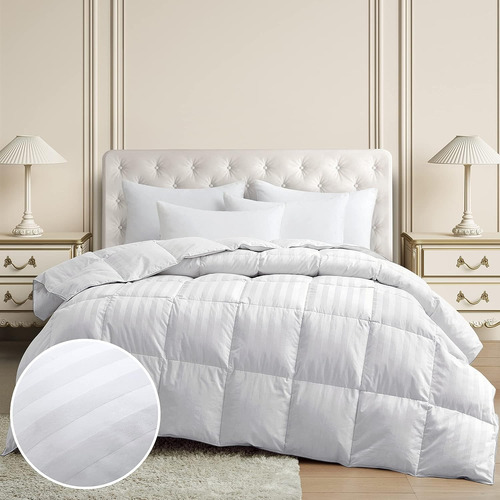 Plumón Blanco Líneas Doble + 2 Fundas De Almohada