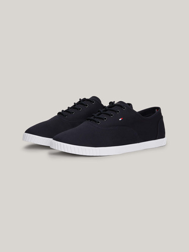 Tenis Negro Essential De Lona Con Logo Tommy Hilfiger Mujer