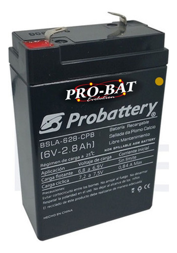 Bateria De Gel 6v 2.8ah Recargable Luz Emergencia Pro-bat
