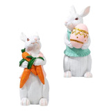 2 Estatuas De Conejo De Pascua, Figurita De,