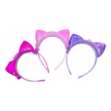 Kit De 3 Tiara Arco Coroa Princesa Gatinho Menina Carnaval