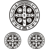 Tres Sticker Cruz De San Banito Medallon Y Carroceria 