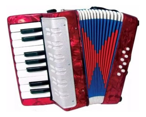 Sanfona Acordeon Gaita Semi Profissional 8 Baixos 17 Teclas Cor Vermelho