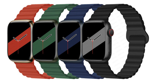 4 Correa Silicona Magnética Para Apple Watch Ultra Se 9 8 7