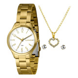 Relógio Feminino Lince Lrg4789l36 K08hb2kx Com Kit Semi-jóia Cor Da Correia Dourado Cor Do Bisel Dourado Cor Do Fundo Branco