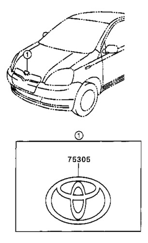 Emblema Capot Yaris Sol Del 1999 Al 2005 75331-52010 Foto 4