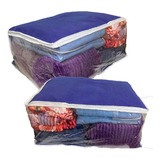 Saco Organizador Closet Edredon Cobertor C/ Ziper 65x27x50 Cor Azul