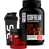 Whey Isolado Isofreak 900g - Sabor Chocolate + Creatina 100% Pura + Coqueteleira 3vs Nutrition