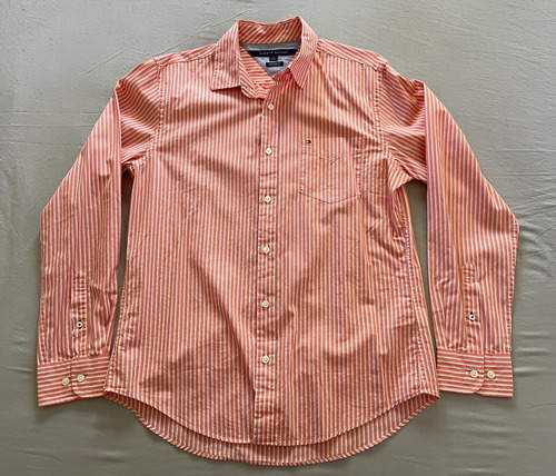 Camisa Tommy Hilfiger Rayada Naranja Talle M - Original