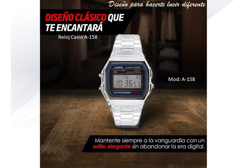 Reloj Casio A158w  Plateado Vintage