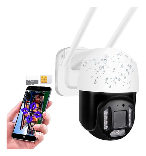 Camara Seguridad Ptz 4g Sim Card Robótica Exterior + Sd 32gb