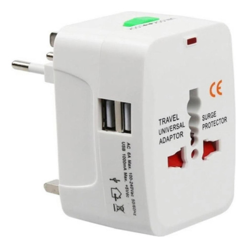 Adaptador Viajero 2 Usb Enchufe Universal 220v