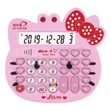 Calculadora Hello Kitty Rosa, Doble Base Para Plumas Kawaii