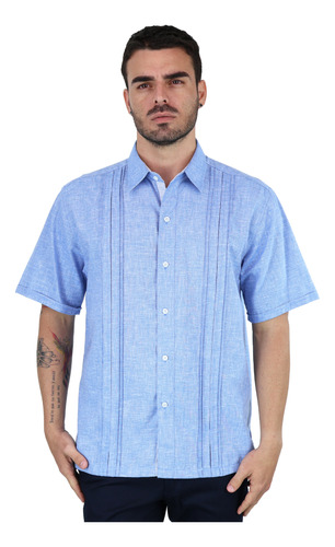 Camisas Con Look De Lino De Manga Corta Estilo Guayabera