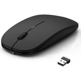 Mouse Inalámbrico Recargable Con Bluetooth Negro