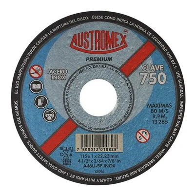 Austromex 750 Disco De Corte Acero Inox 4-1/2 PLG