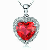 Dije Rubí Corazón Queen 3.6 Ct. Ak Jewelry Plata Solida 925