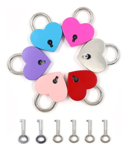 6 Pcs Mini Candado De Corazón Candados Para Maletas Diarios