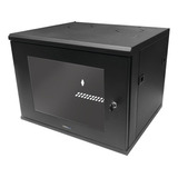 Gabinete De Montaje En Pared 19in 6ur Puerta Cristal Negro